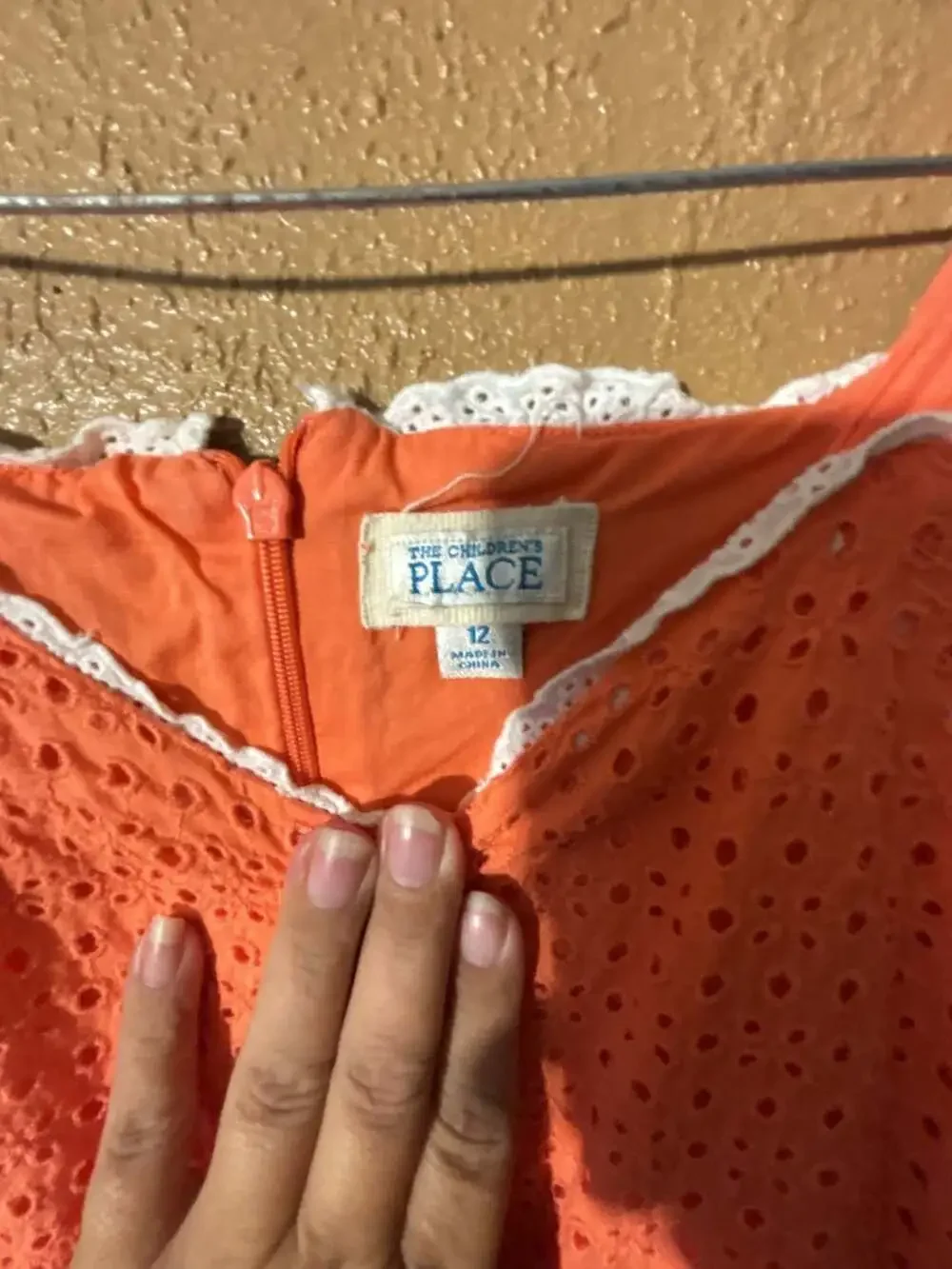 The Children's Place Orange Eyelet Dress Size 12